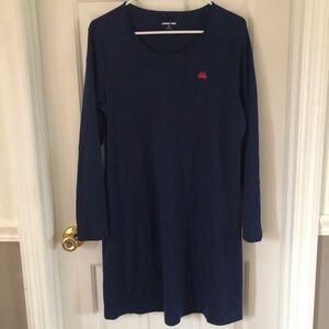 Lands' End navy blue long-sleeve nightgown red crab logo Medium 8-10